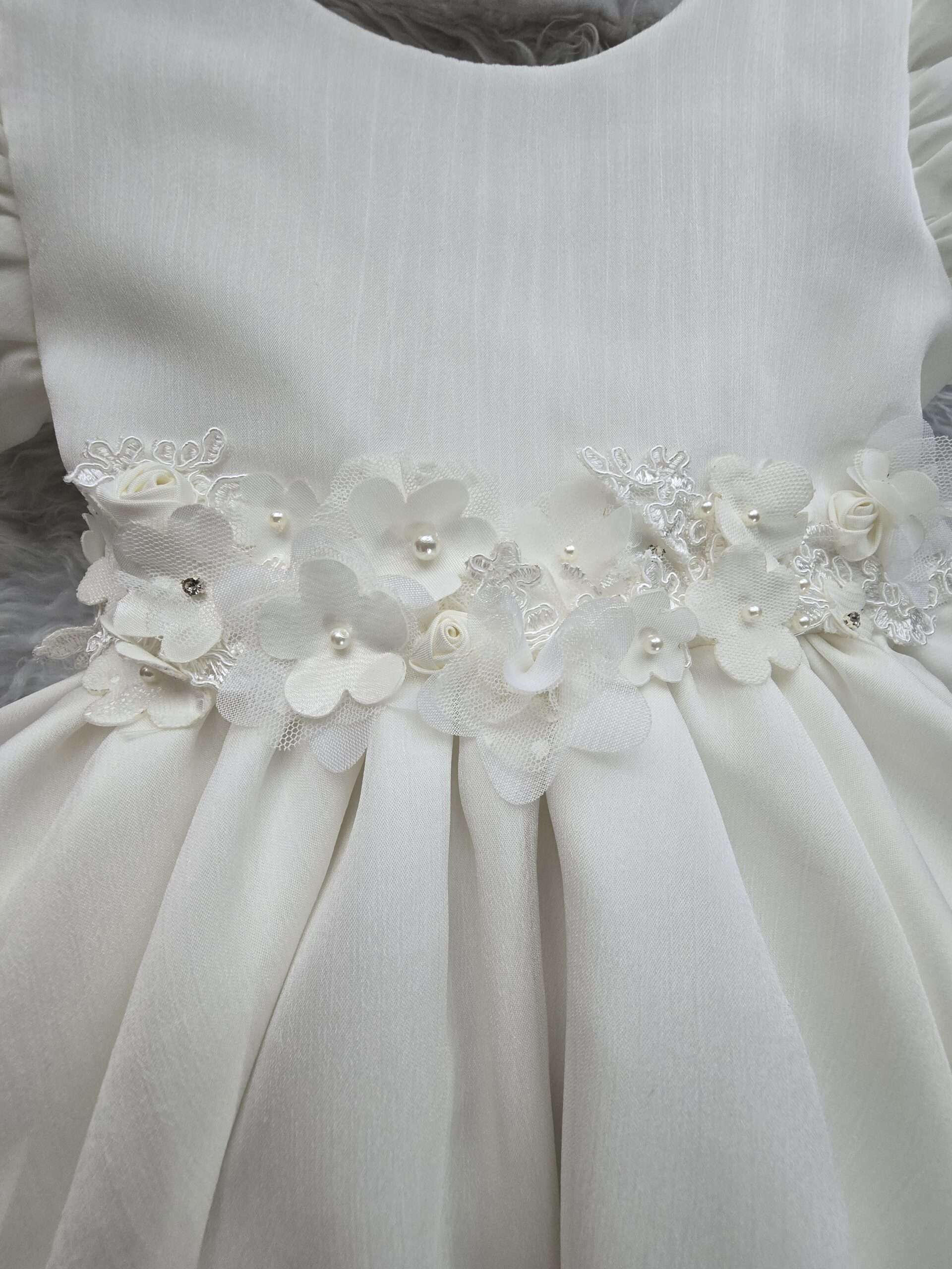 Espectacular Vestido de Ceremonia Niña Blanco con Mangas Abullonadas para Bautizo, Arras y Primer Cumpleaños 2026 - Imagen 5