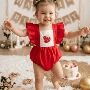 Pelele de Fresita para Primer Cumpleaños