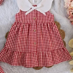Vestido de Cuadro Vichy Rojo para Niña