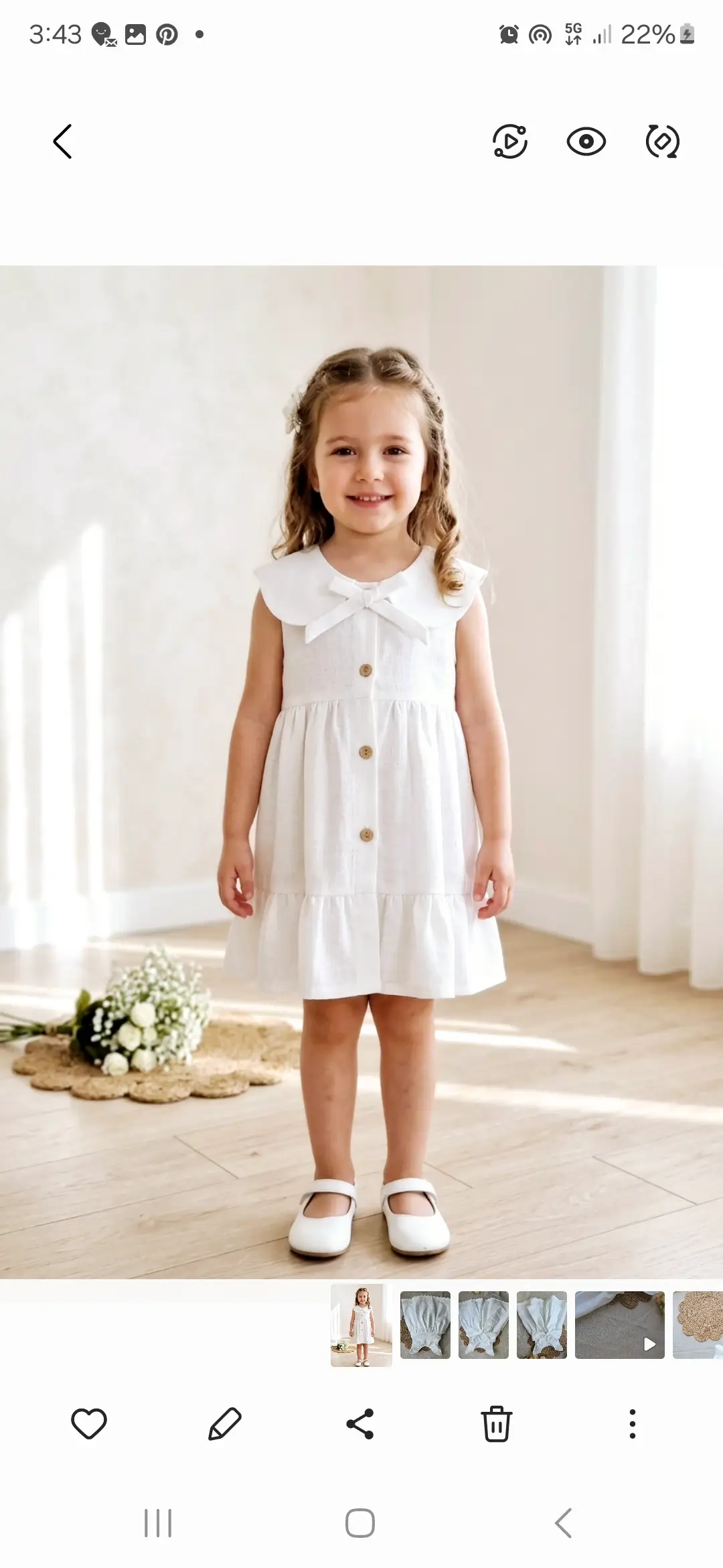 Vestido Blanco de Arras, Bautizo o Cumpleaños con Cuello Bebé